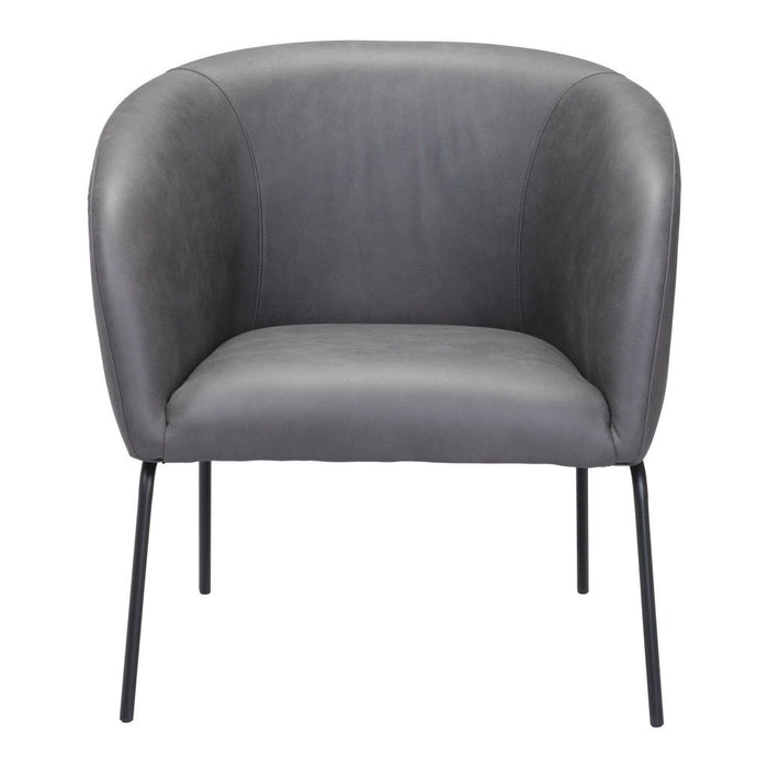Faux Leather Barrel Chair - Gray And Black