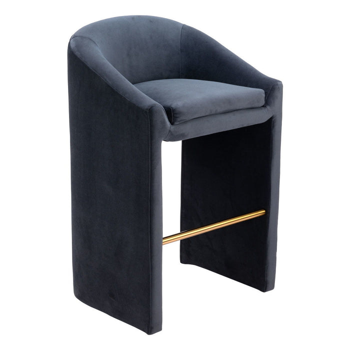 Velvet And Steel Low Back Bar Height Bar Chair - Gray And Gold