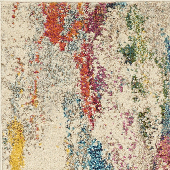 2' x 8' Abstract Power Loom Non Skid Runner Rug - Ivory