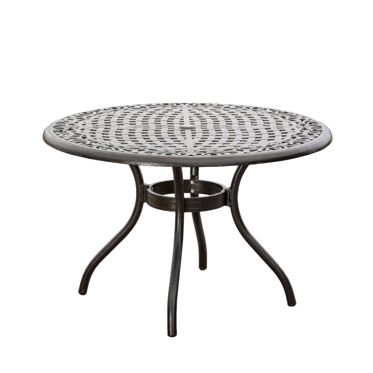 Tranquilius - Outdoor Round Dining Table With Lattice Tabletop ...