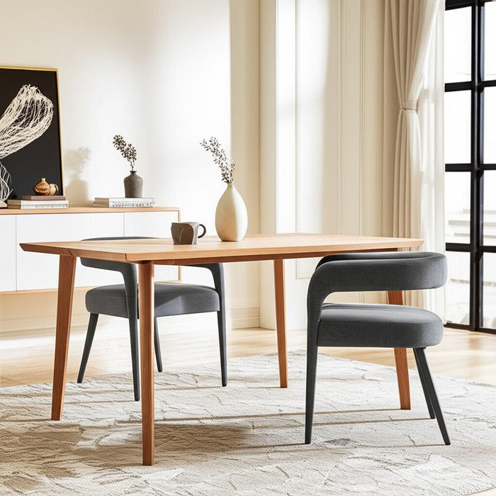 Upholstered Linen Open Back Dining Side Chairs (Set of 2) - Dark Gray
