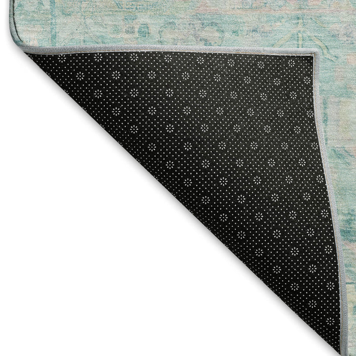 10' X 14' Floral Washable Area Rug With UV Protection (696476) - Teal / Pink / Gray