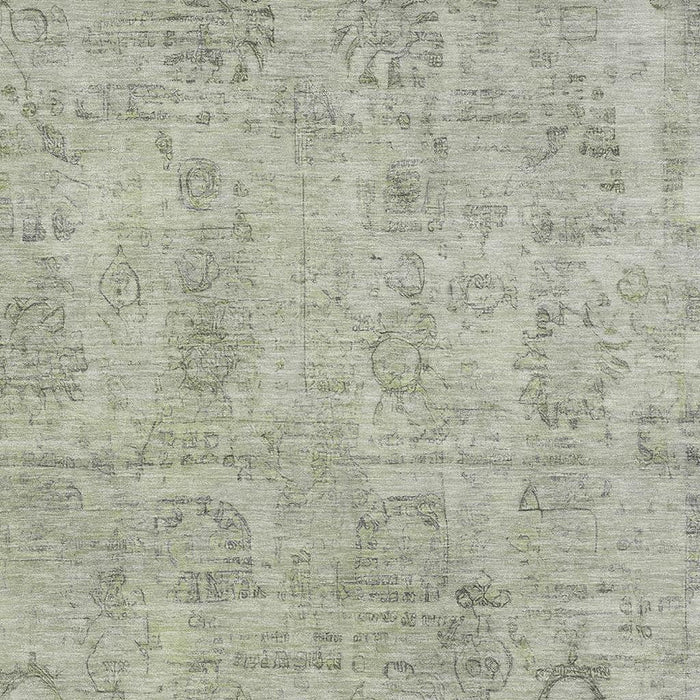 10' X 14' Oriental Washable Area Rug With UV Protection (700781) - Sage / Gray