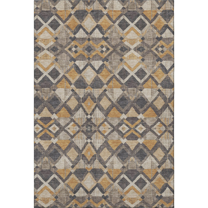 10' X 14' Geometric Washable Area Rug With UV Protection (692922) - Wheat / Charcoal / Ivory