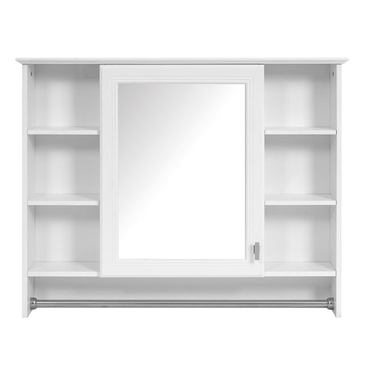 Giga modern wall-mounted medicine cabinet with soft-close door, adjustable shelf, and towel bar in a sleek bathroom design.