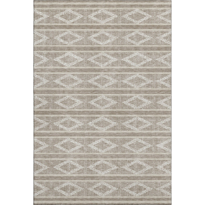 10' X 14' Geometric Washable Area Rug With UV Protection (680831) - Taupe / Beige