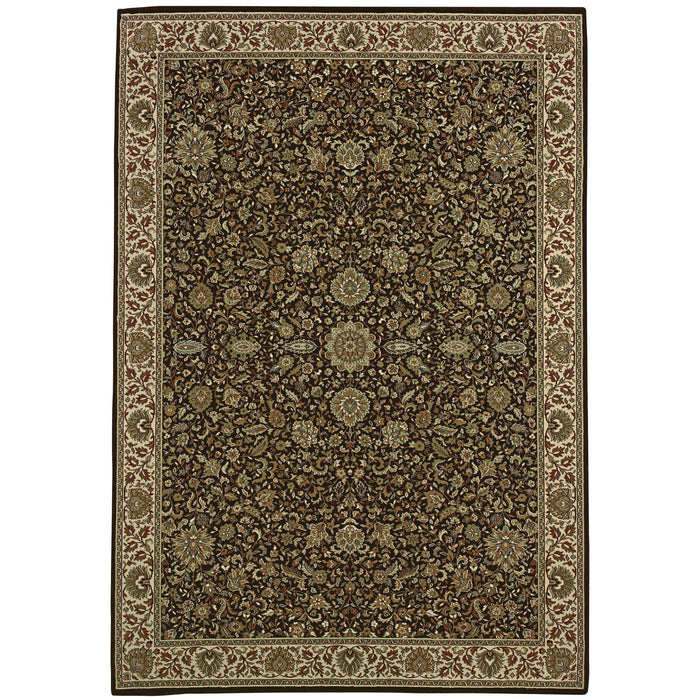 7' X 10' Oriental Area Rug - Brown / Ivory