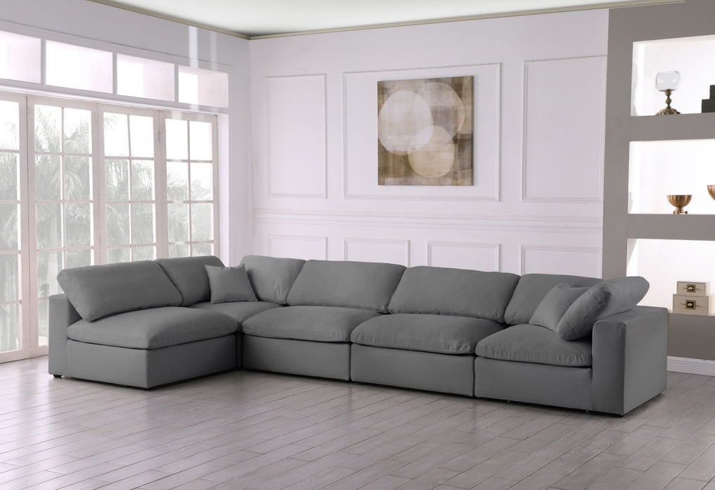 Serene - Linen Textured Fabric Deluxe Comfort Modular Sectional - Grey - Modern & Contemporary