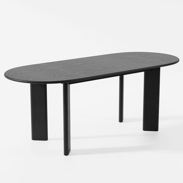 78" Solid Wood Oval Dining Room Table - Black