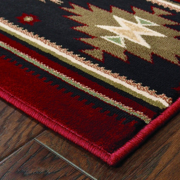8' x 11' Ikat Pattern Area Rug - Red And Beige