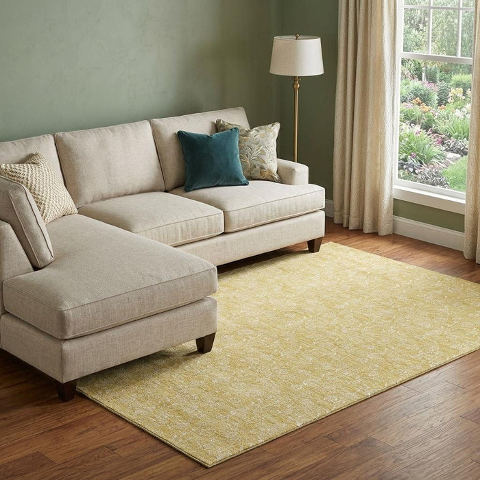 10' X 14' Floral Washable Area Rug With UV Protection (656412) - Gold / Ivory