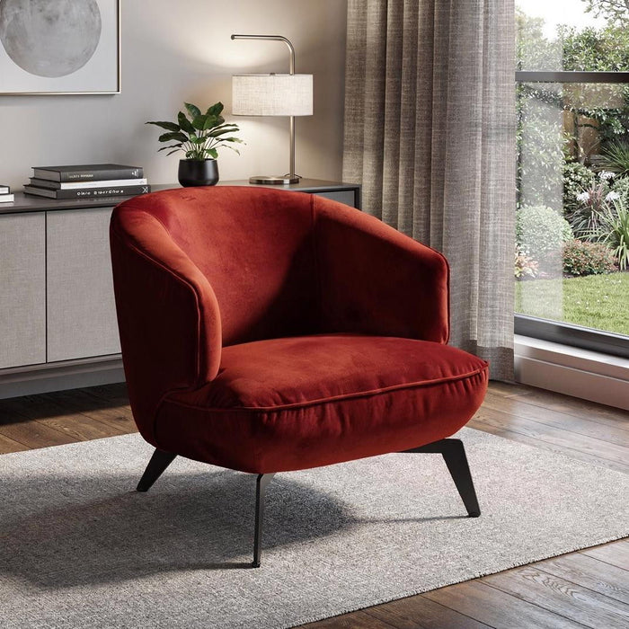 Velvet Metal Lounge Chair - Red / Black