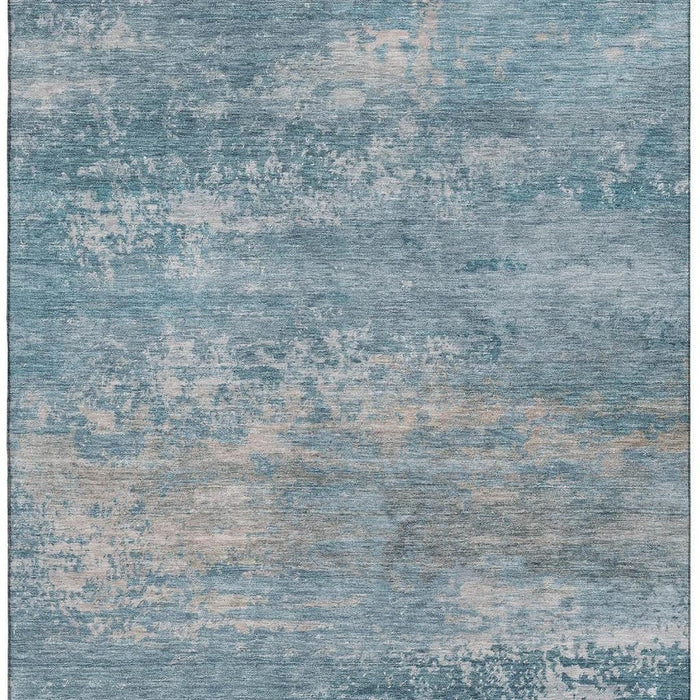 10' X 14' Abstract Washable Area Rug With UV Protection (717116) - Sky Blue / Gray