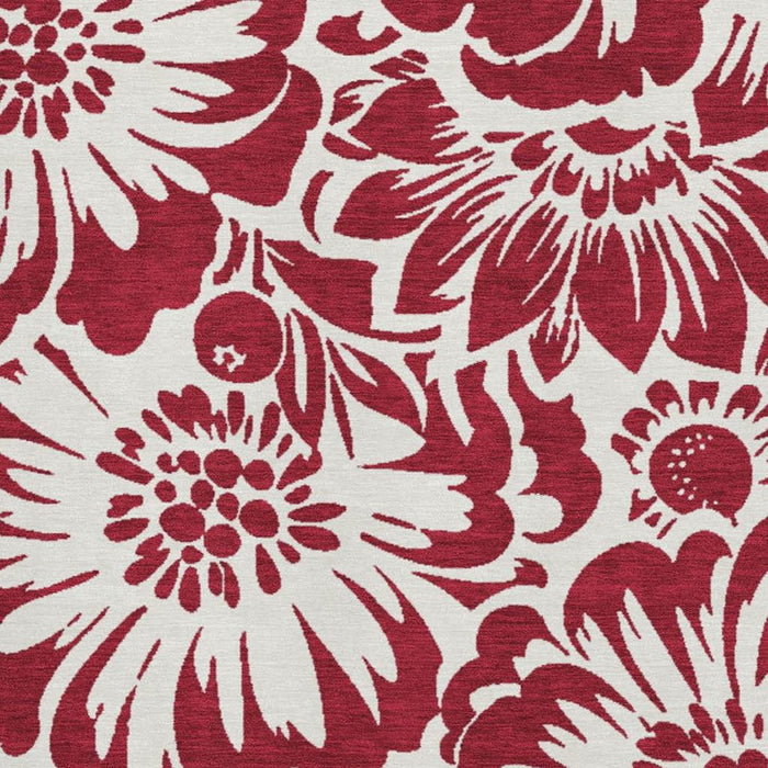 10' X 14' Floral Washable Area Rug With UV Protection (648634) - Burgundy / Ivory