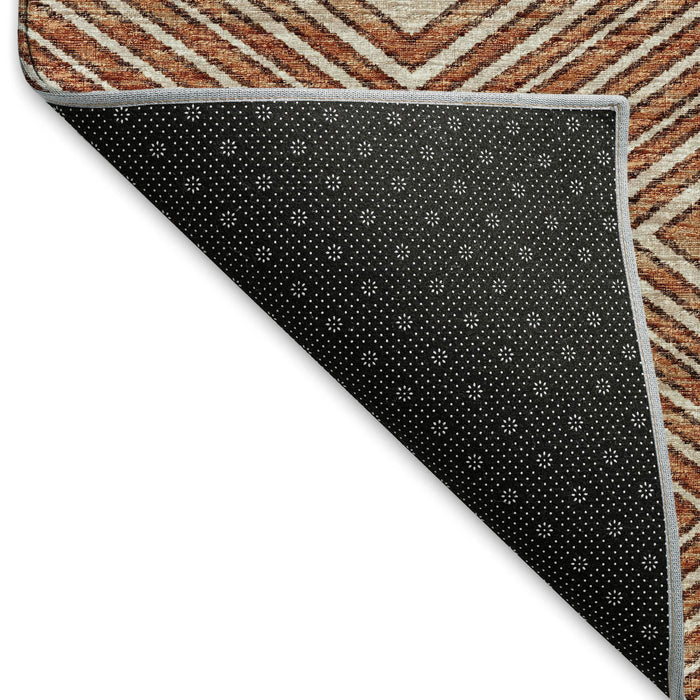 10' X 14' Tribal Washable Area Rug With UV Protection (644760) - Burnt Sienna / Ivory