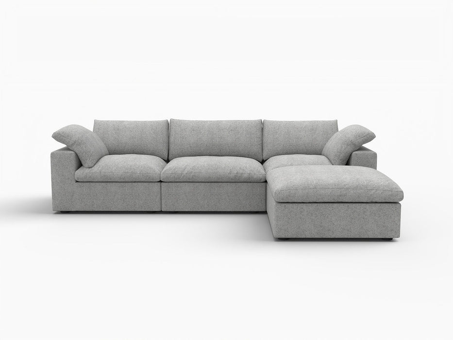 2 Piece Living Room Set Blend Modular Sofa With Ottoman Storage - Light Gray