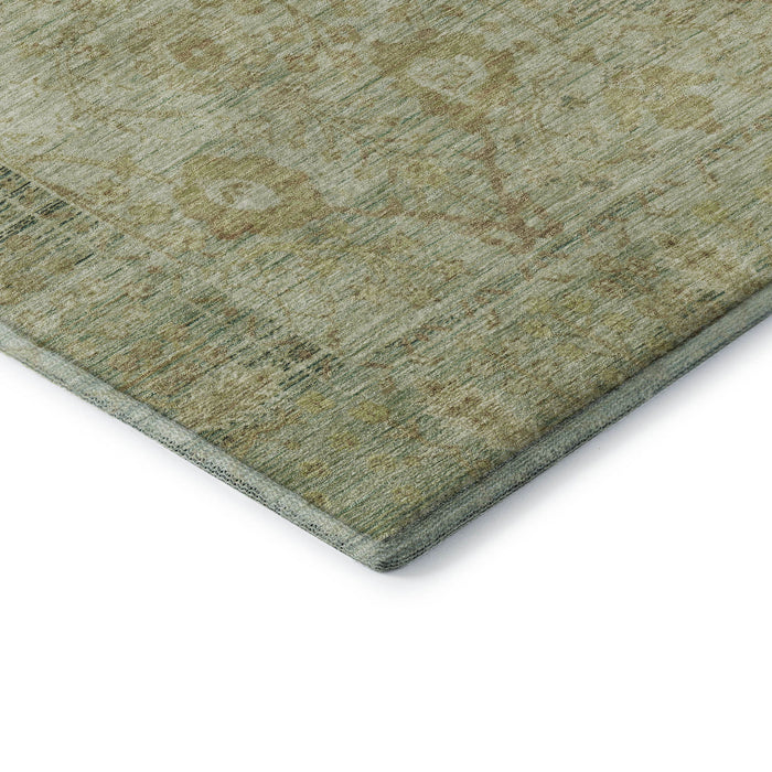 10' X 14' Oriental Washable Area Rug With UV Protection (684442) - Sage / Gray / Gold