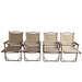 Set of four Giga brown foldable portable chairs with armrests, suitable for indoor and outdoor use.