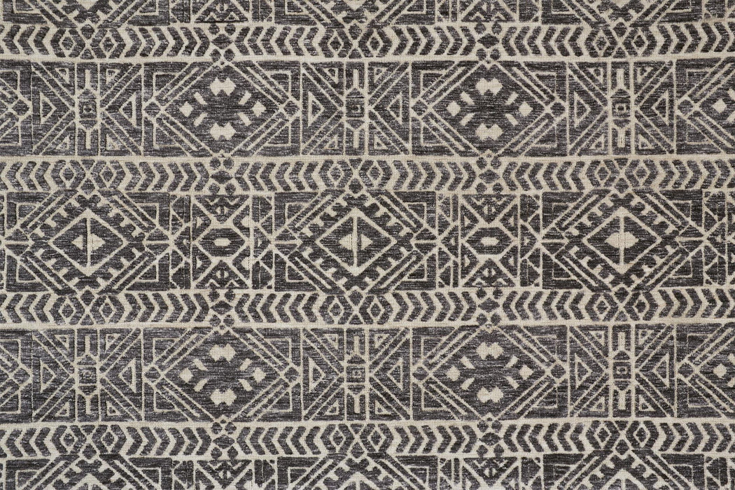 8' x 10' Striped Non Skid Area Rug - Dark Gray And Ivory