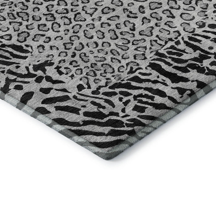 10' X 14' Animal Print Washable Area Rug With UV Protection (692046) - Gray / Black