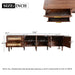 Dark brown Giga TV stand with 3 cabinets, 2 drawers, and LED lighting for TVs up to 80 inches, modern media console.
