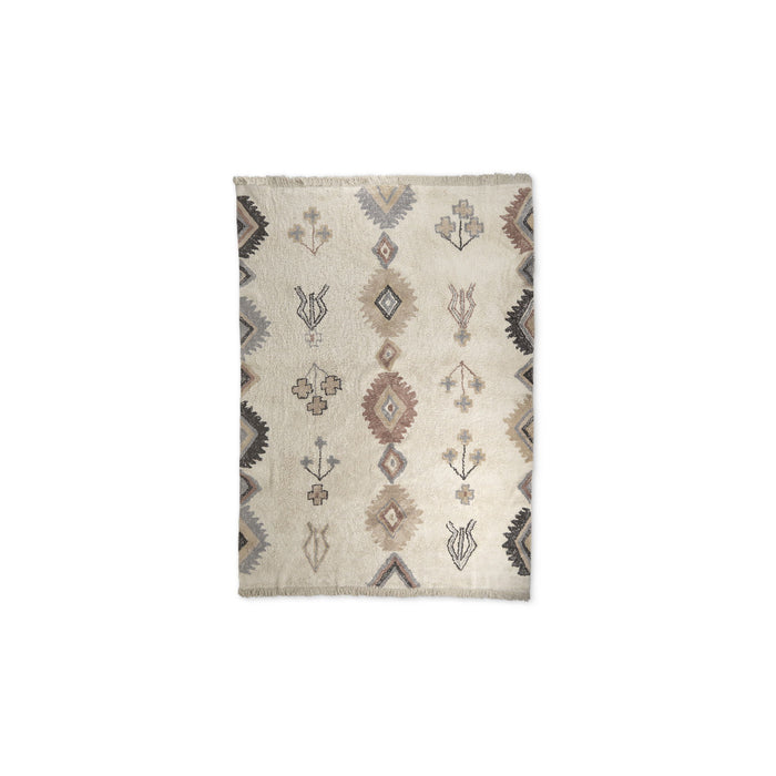 5' X 8' Tribal Hand Woven Area Rug With Fringe - Beige And Brown