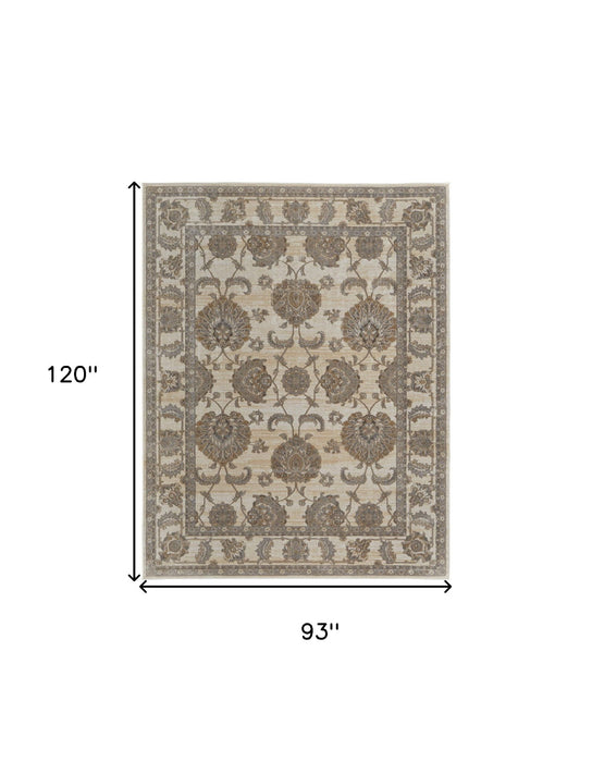 8' x 10' Power Loom Area Rug - Tan Ivory And Brown