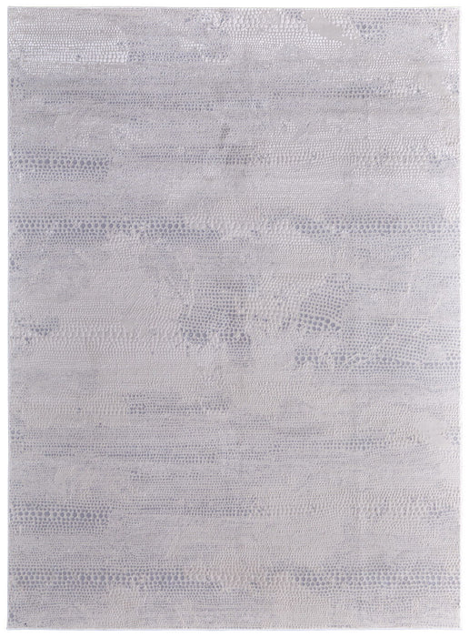 8' x 11' Abstract Power Loom Worn Faded Area Rug - Ivory And Gray