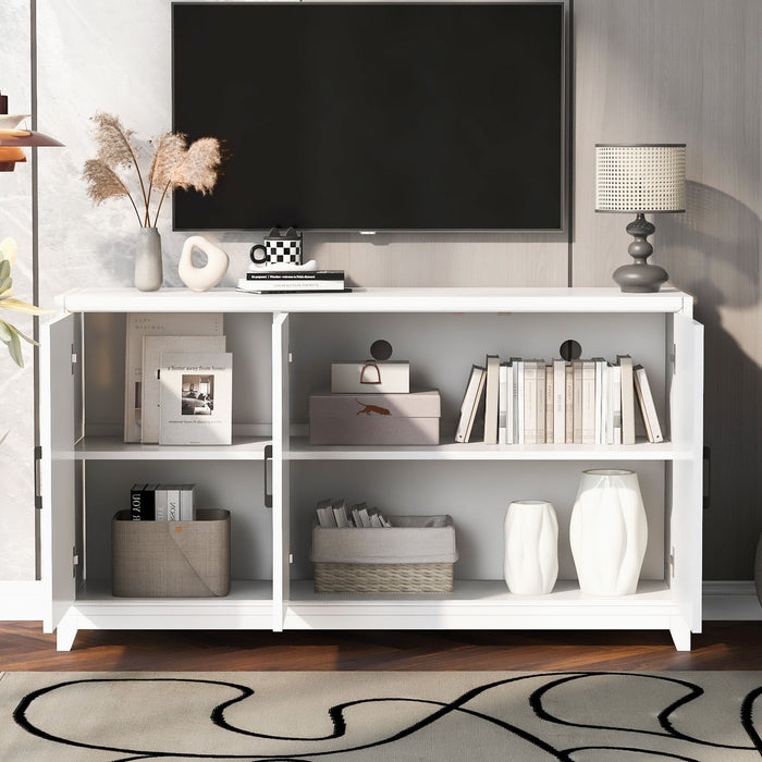Giga modern TV stand for up to 65-inch TVs with spacious storage, solid wood legs, and a sleek entertainment center for living room use.