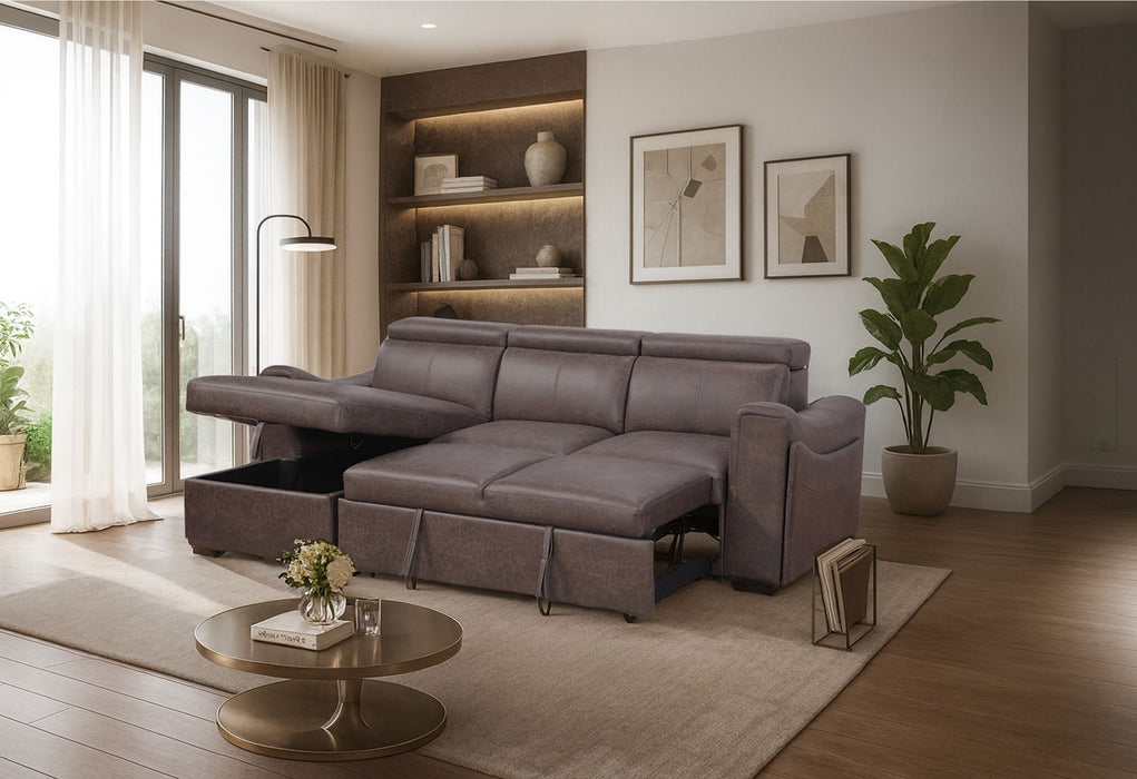 U6638 - Pull Out Sofa Bed - Dark Brown
