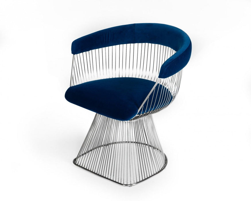 Velvet Steel Windsor Back Dining Arm Chair - Blue