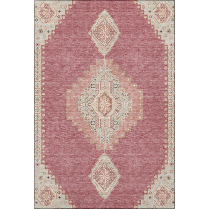 10' X 14' Oriental Washable Area Rug With UV Protection (679552) - Blush / Gray / Pink