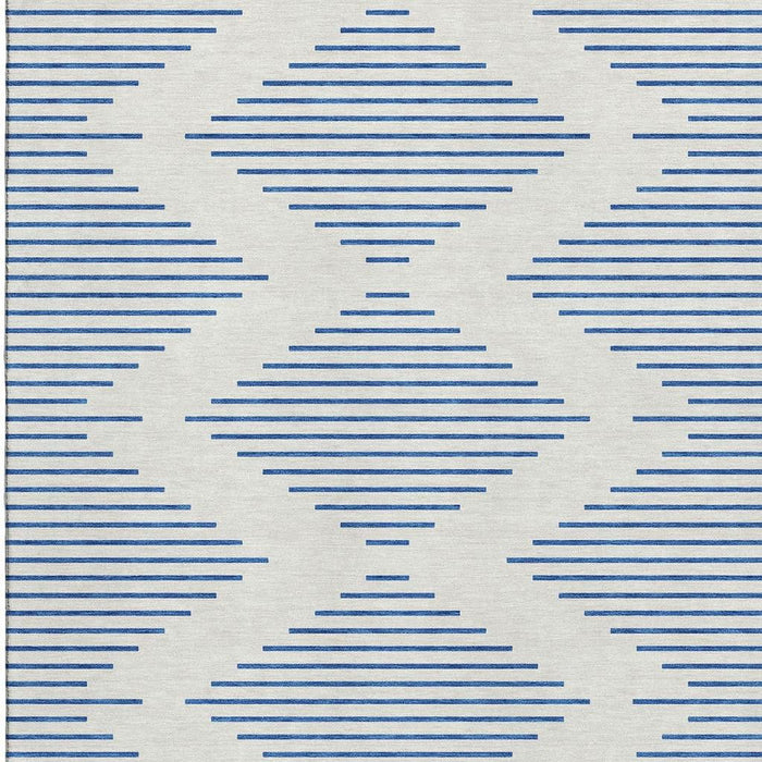 10' X 14' Geometric Washable Area Rug With UV Protection (679828) - Ivory / Navy Blue