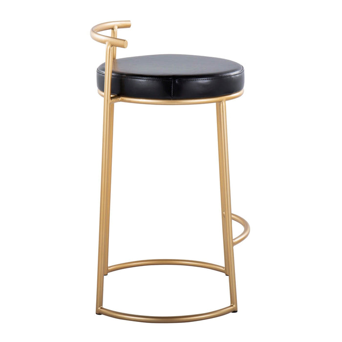 Round Fuji - 26" Fixed-Height Counter Stool (Set of 2) - Gold Base
