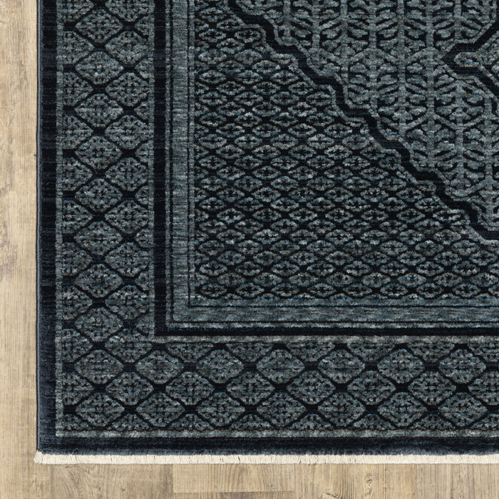 7' X 10' Medallion Area Rug With Fringe - Blue And Teal