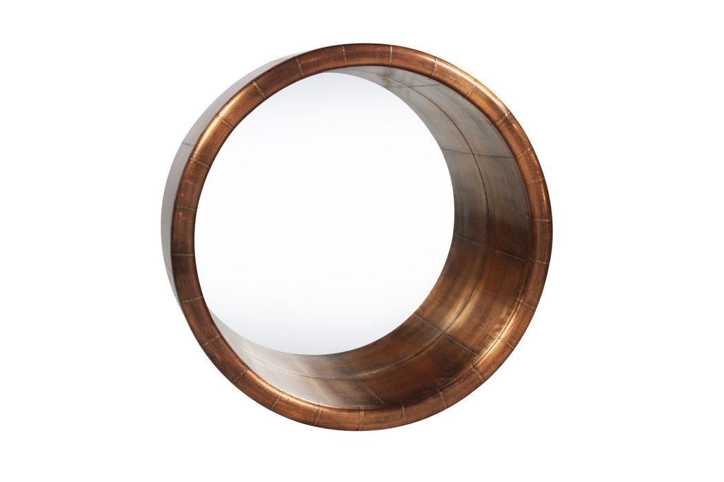 21" Copper Round Metal Framed Accent Mirror - Bronze