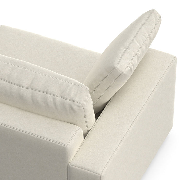 96" Fabric Sofa With Brown Legs - Cream