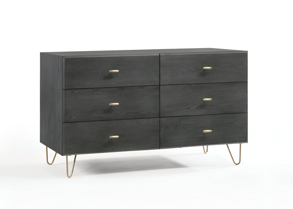 Six Drawer Double Dresser - Dark Gray