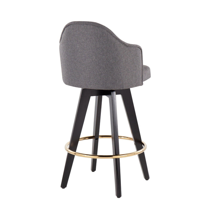 Ahoy - Counter Stool - Wood Legs And Round Metal Footrest Fabric Seat (Set of 2)