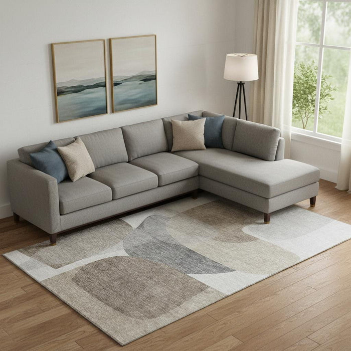 10' X 14' Abstract Washable Area Rug With UV Protection (718581) - Taupe / Gray
