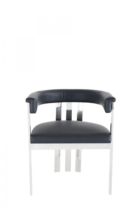 Upholstered Faux Leather Slat Back Dining Arm Chair - Black