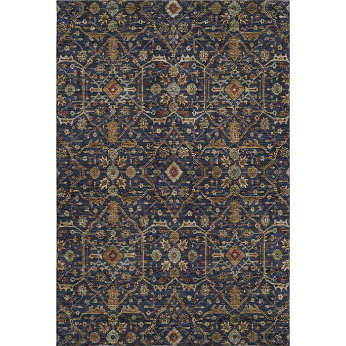 10' X 14' Oriental Washable Area Rug With UV Protection (685480) - Navy Blue / Gold / Copper