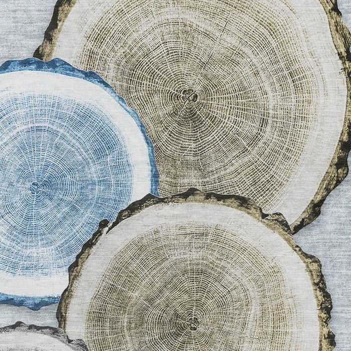 10' X 14' Faux Bois Washable Area Rug With UV Protection (649924) - Blue / Brown / Ivory