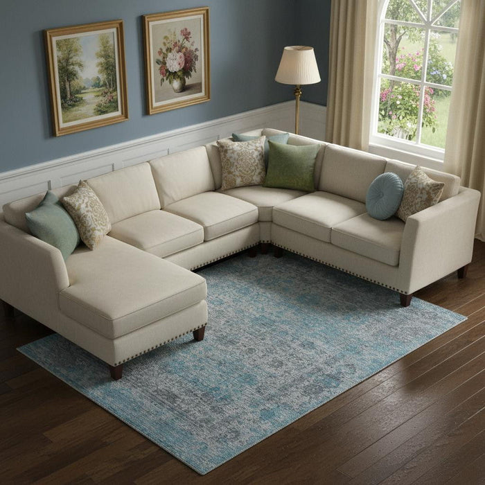 10' X 14' Oriental Hand Woven Area Rug (722256) - Blue / Ivory