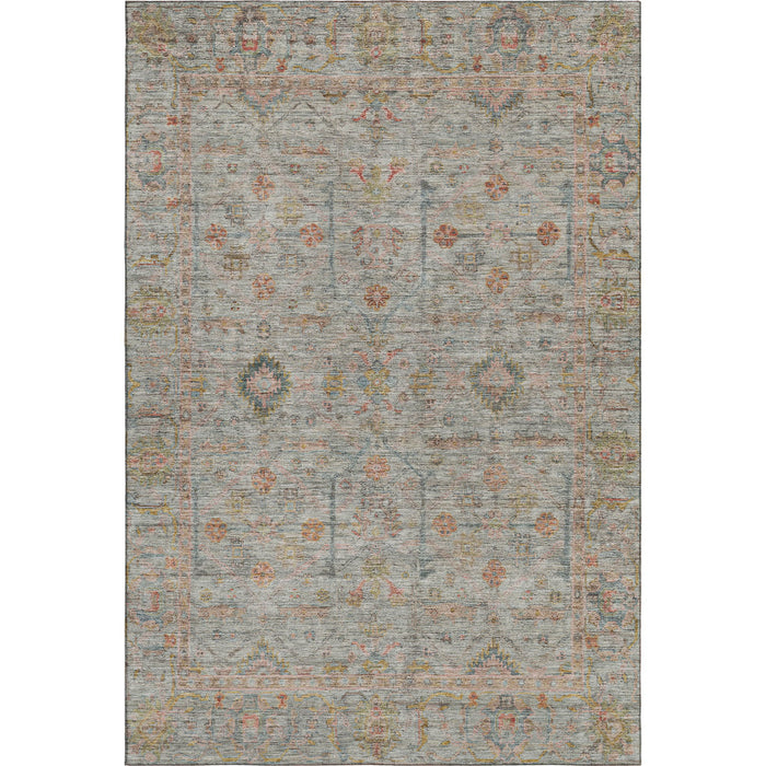 10' X 14' Floral Washable Area Rug With UV Protection (686090) - Taupe / Teal / Coral
