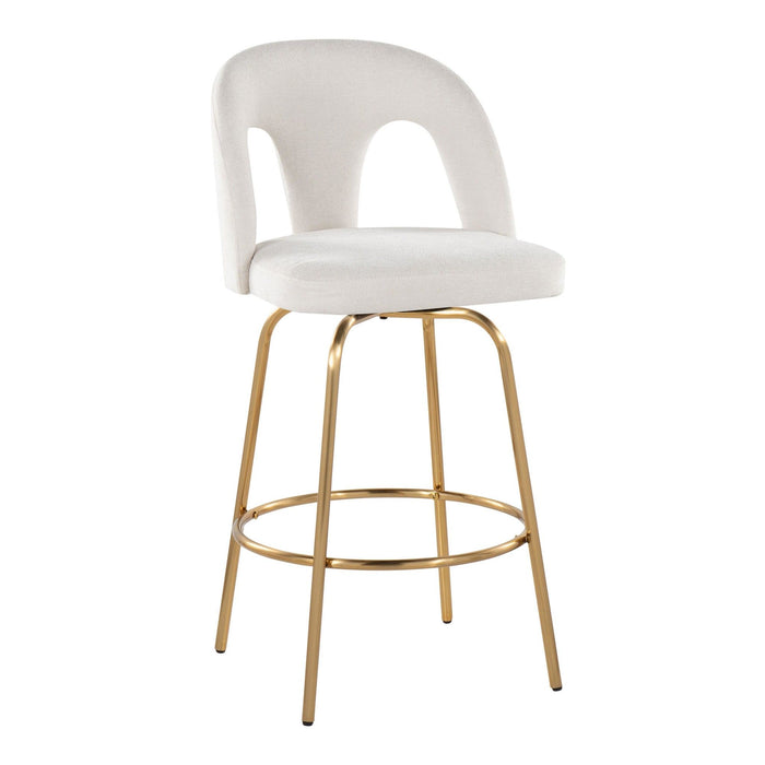 Ava - Upholstered Fixed-Height Barstool (Set of 2) - Gold Base
