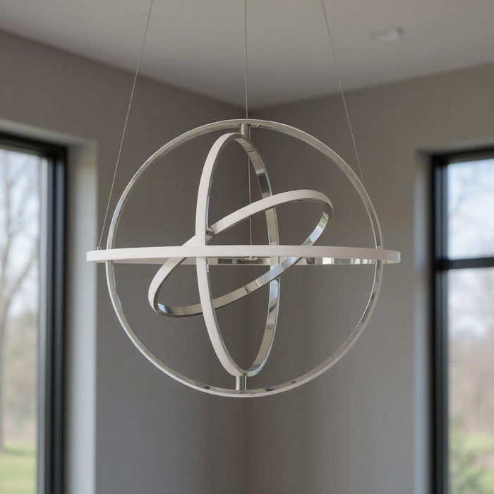 Four Light Metal LED Dimmable Chandelier - Silver