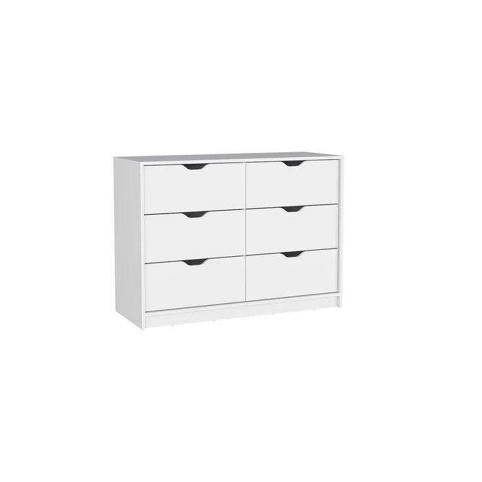 42" Six Drawer Double Dresser - White