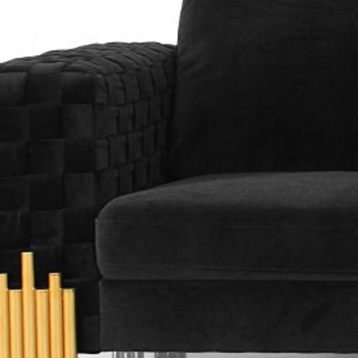 Velvet Sofa & Gold Legs - Black