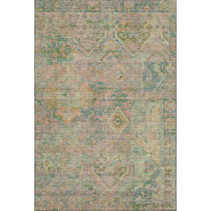 10' X 14' Floral Washable Area Rug With UV Protection (696458) - Green / Teal / Orange